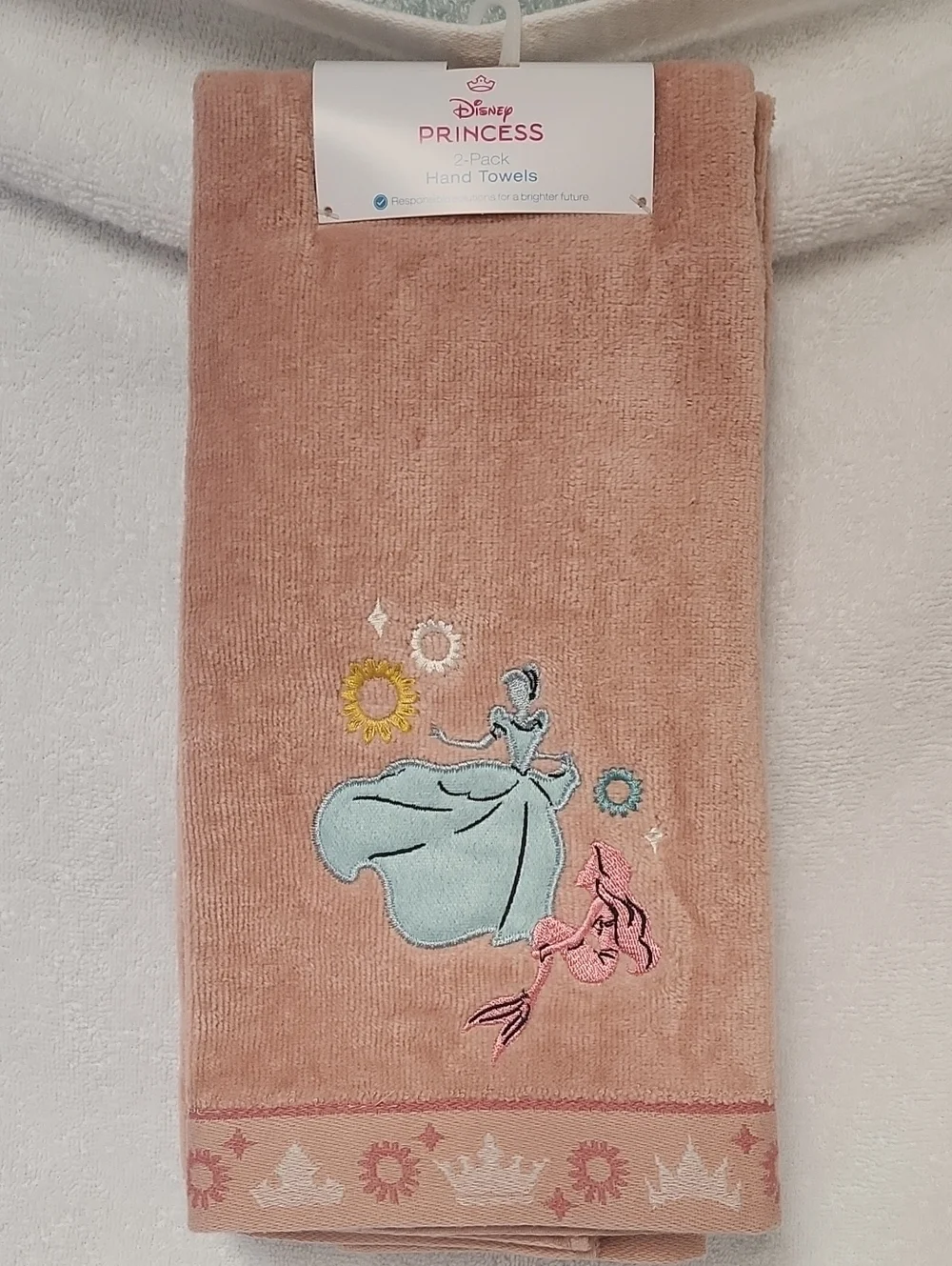 Disney Pink Princess Embroidered Hand Towel with Blue Dress Motif